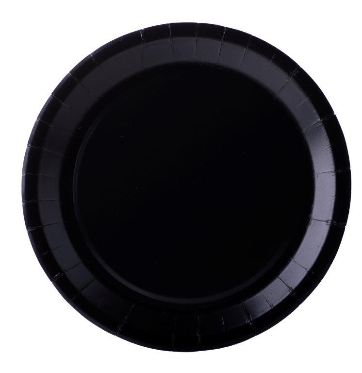 10 farfurii negre din carton 22 cm fără plastic