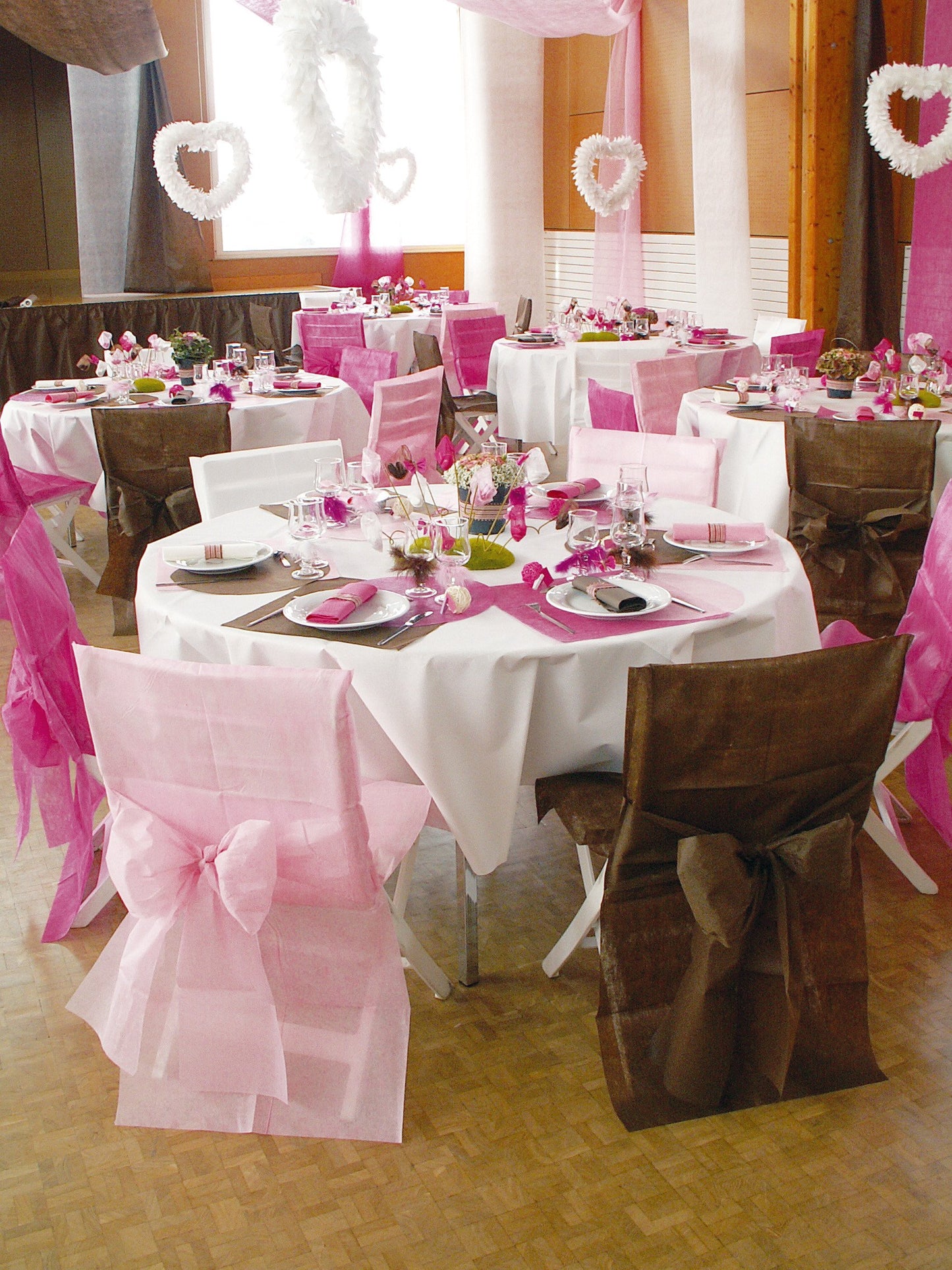 10 huse de scaun roz premium 50 x 95 cm cu nod nețesut