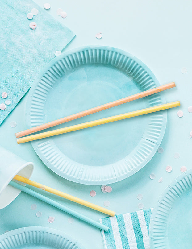 10 paie din carton în culori pastelate 19,5 cm pentru ziua de naștere