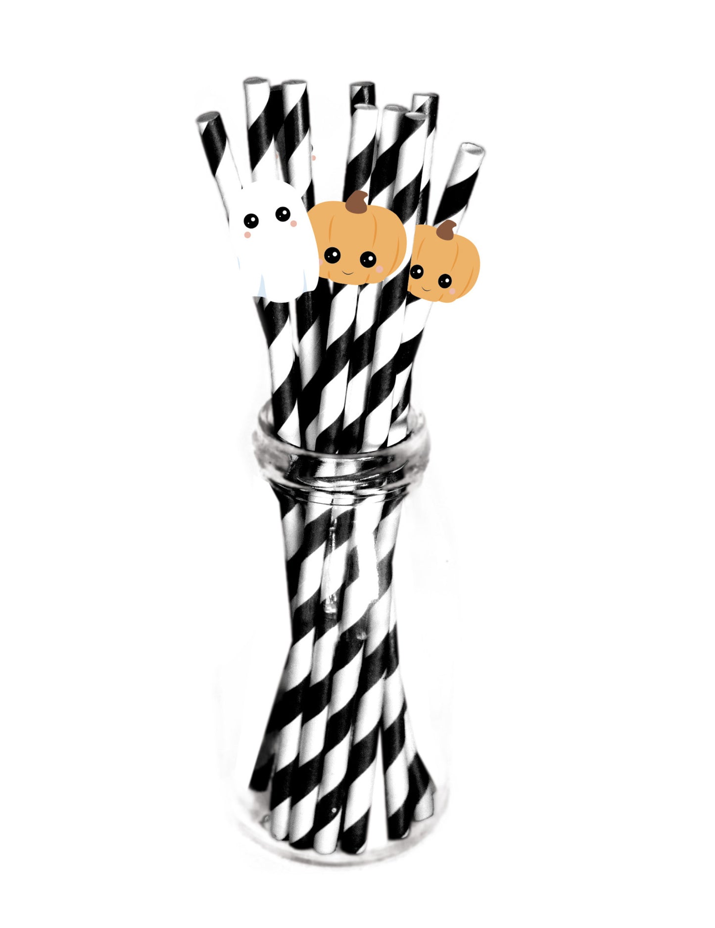 10 paie de hârtie alb-negru, design Sweety Halloween, 19,7 x 5 cm cm cu modele de dovleac