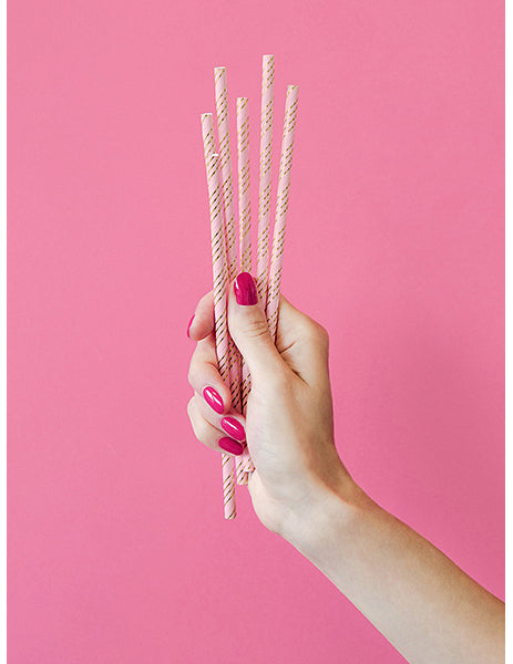 10 paie roz roz auriu metalic 19,5 cm