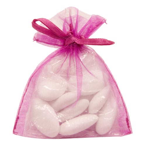 10 pungi de organza fuchsia 10 x 8 cm pentru migdale zaharite