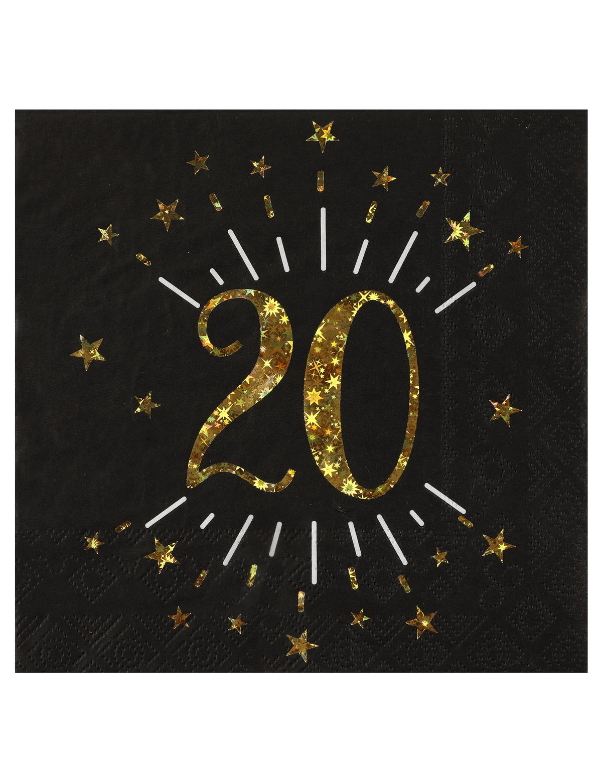 Serviettes papier joyeux anniversaire 20 pour fête noir et or
