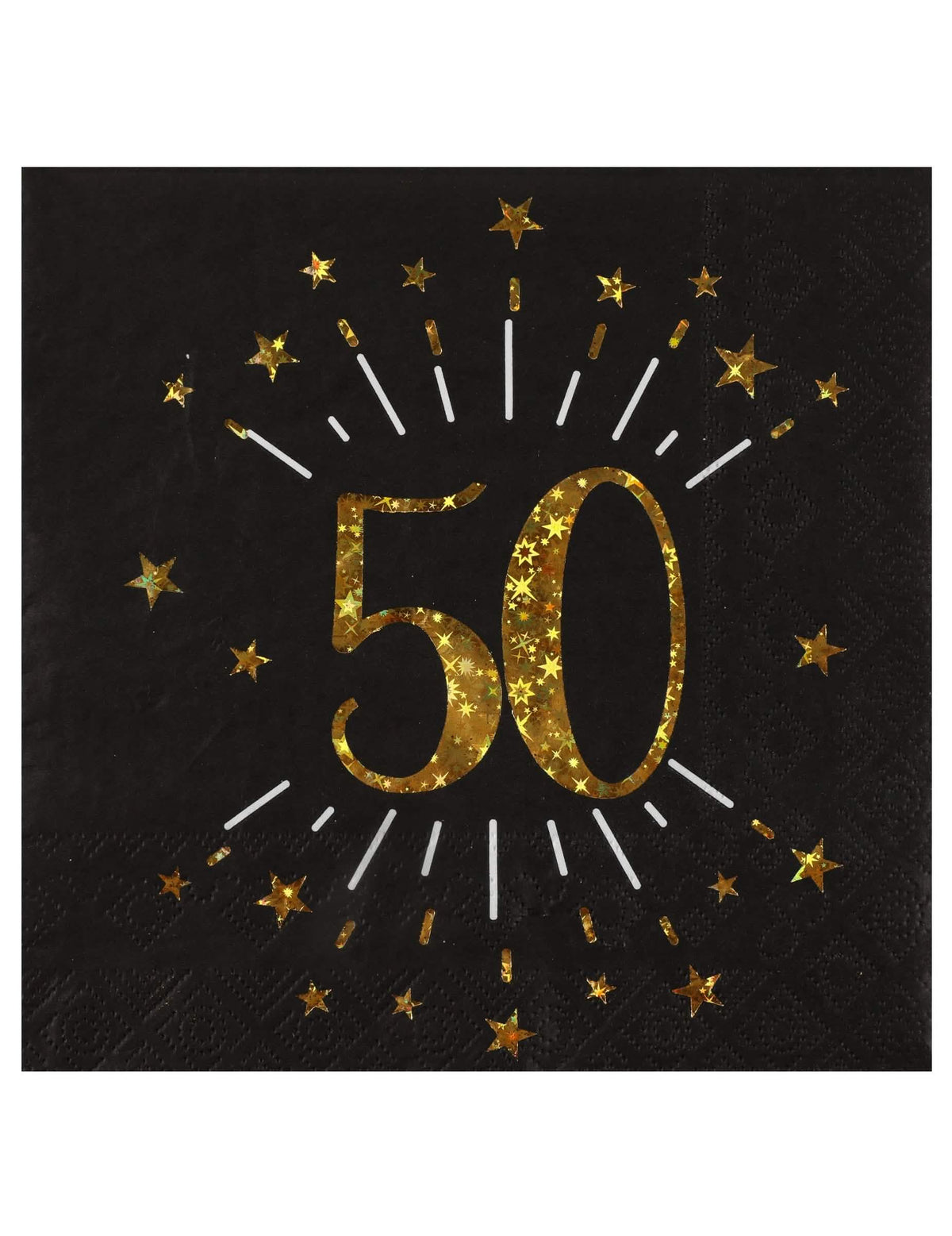 șervețele de hârtie aniversare 50 ani pentru adult negru și auriu cu stele