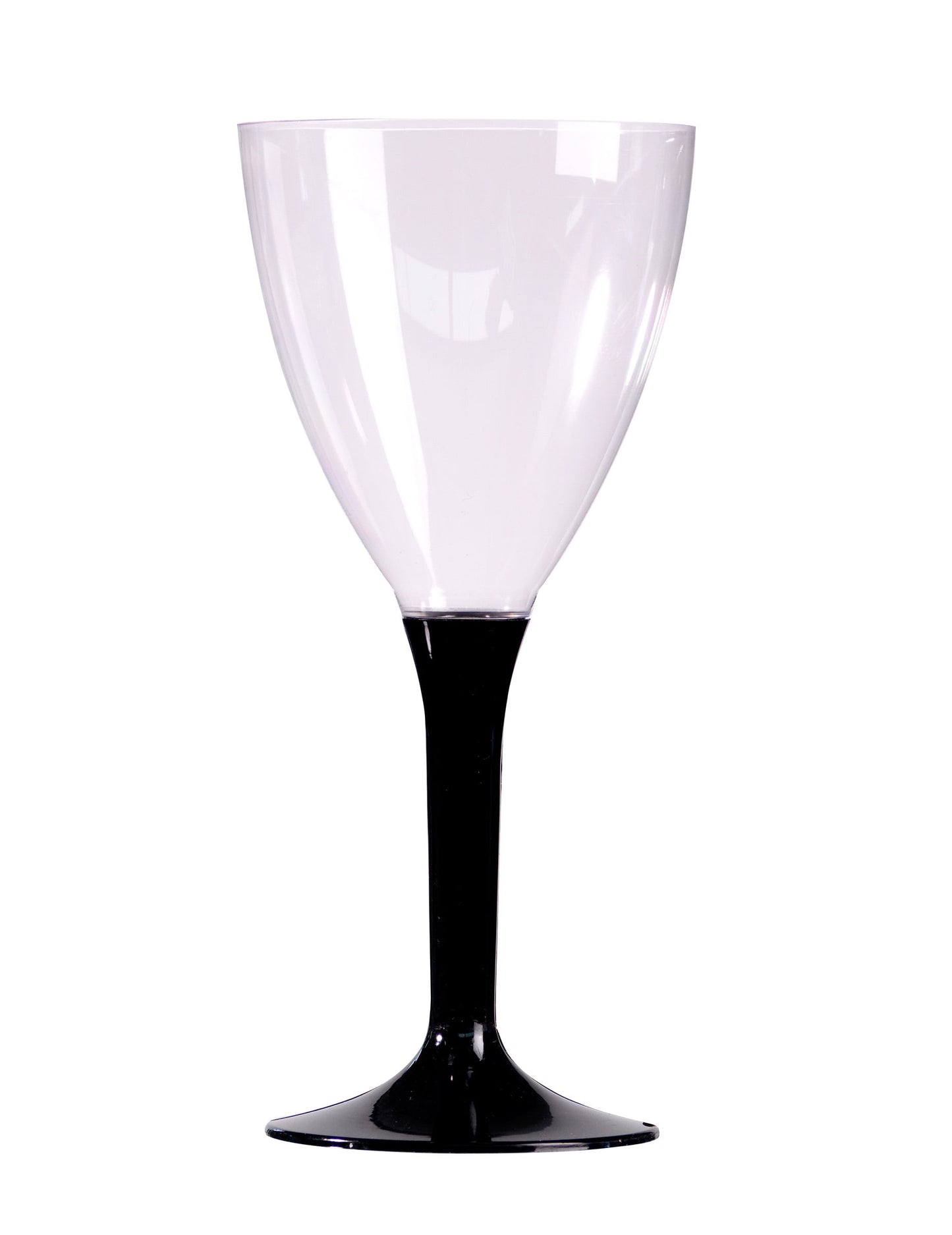 Verre à vin en plastique pour fête transparent avec pied noir