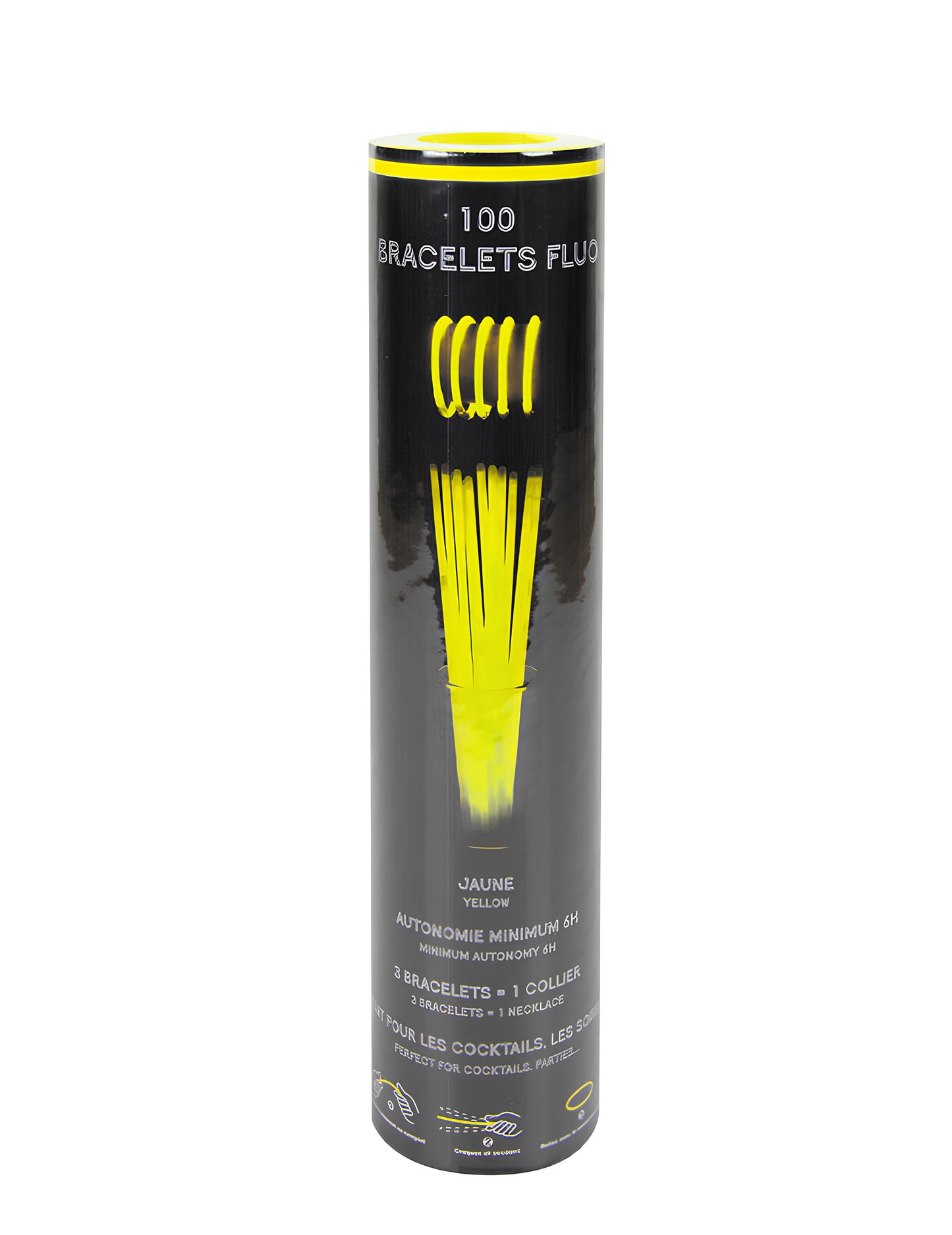 100 bracelets phosphorescent jaunes