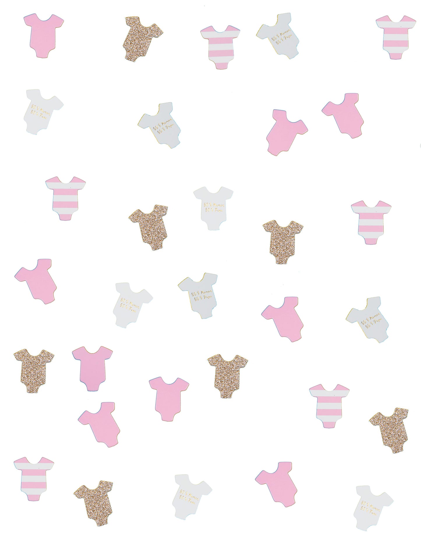 100 confetti de masă pentru body roz pentru bebeluși 3 cm strălucitoare și dungate