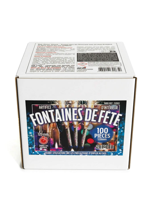 Vue de la boîte d'emballage des fontaines scintillantes 50 secondes pour fête