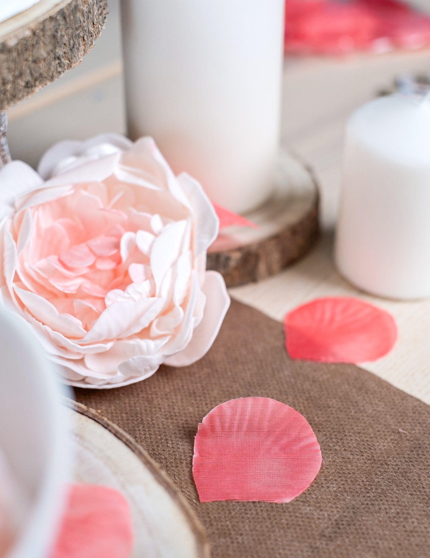 100 petale de trandafir din material textil roz 5 x 5 cm decor pentru nuntă