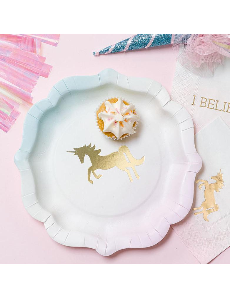 12 farfurii din carton cu unicorn 21 cm