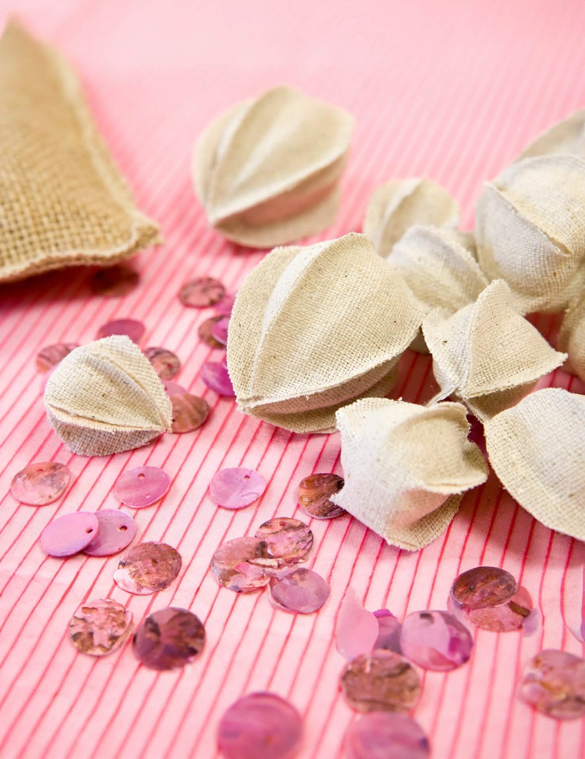 Prim-plan asupra texturii decorațiunilor physalis din in natural bej