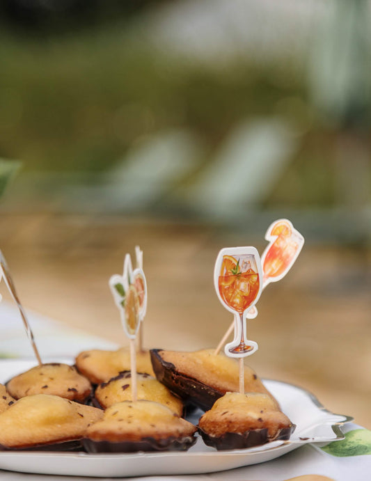 12 stâlpi de citrice din hârtie crem, portocalie și galbenă pentru cocktailuri