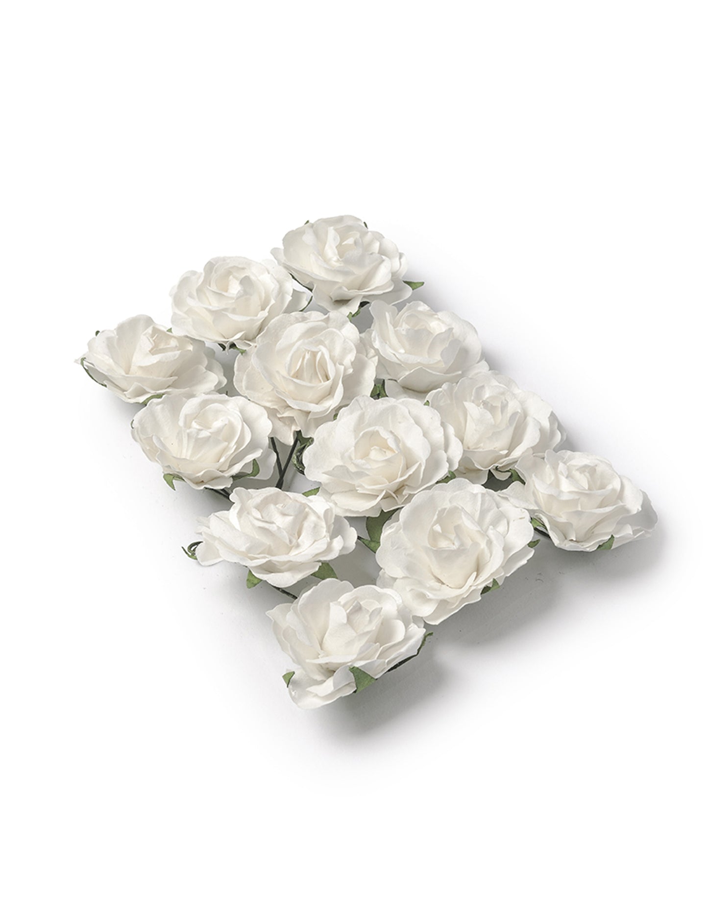 12 trandafiri albi din hârtie de lipit 3.5 cm
