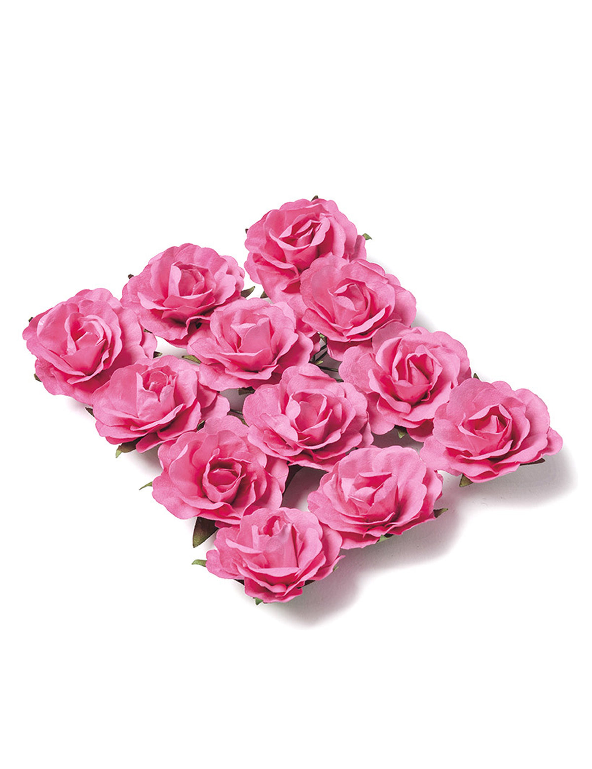 12 trandafiri de înfipt flori pentru decorare fucsia din hârtie