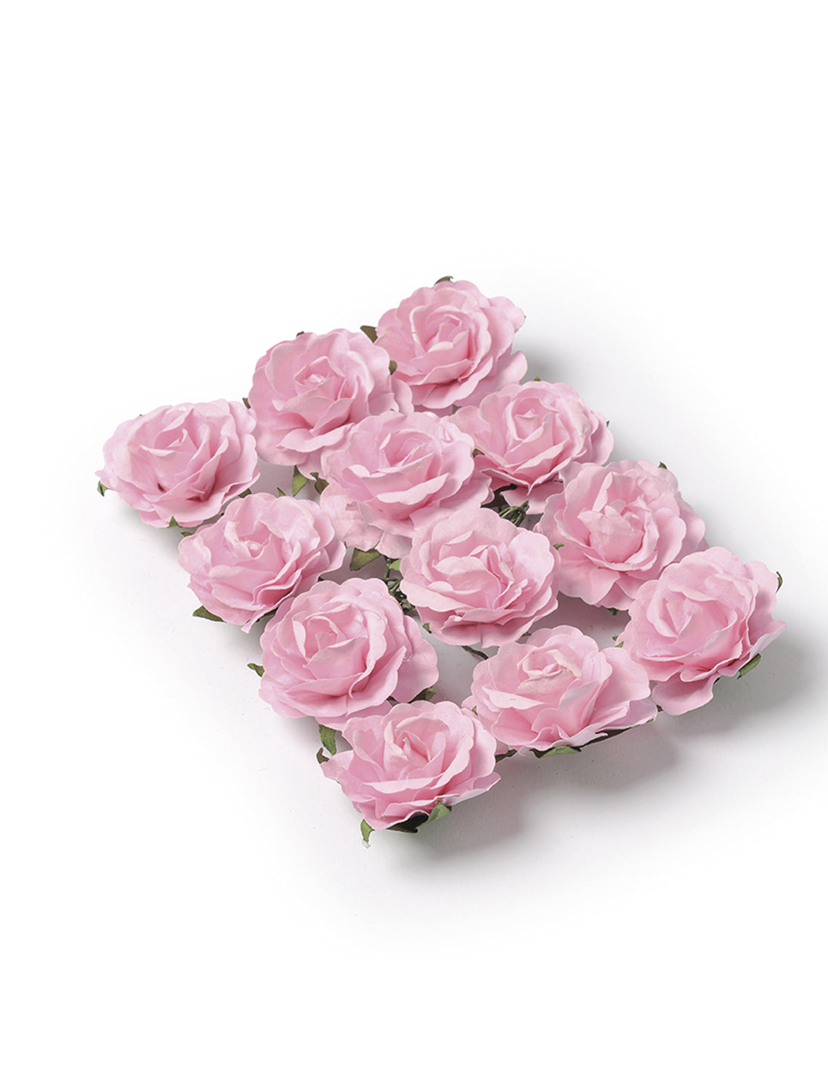 12 trandafiri de prins pentru decor roz deschis