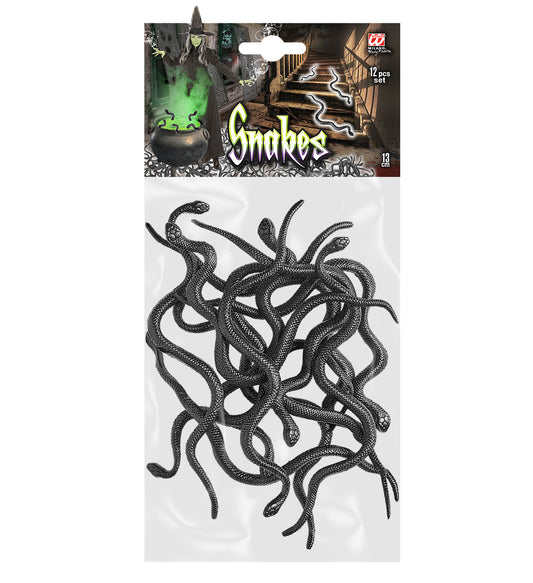 Vue de l'emballage du lot de 12 serpents pour enfant et adulte
