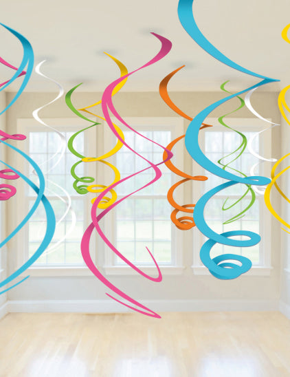 12 suspensii în spirală multicoloră