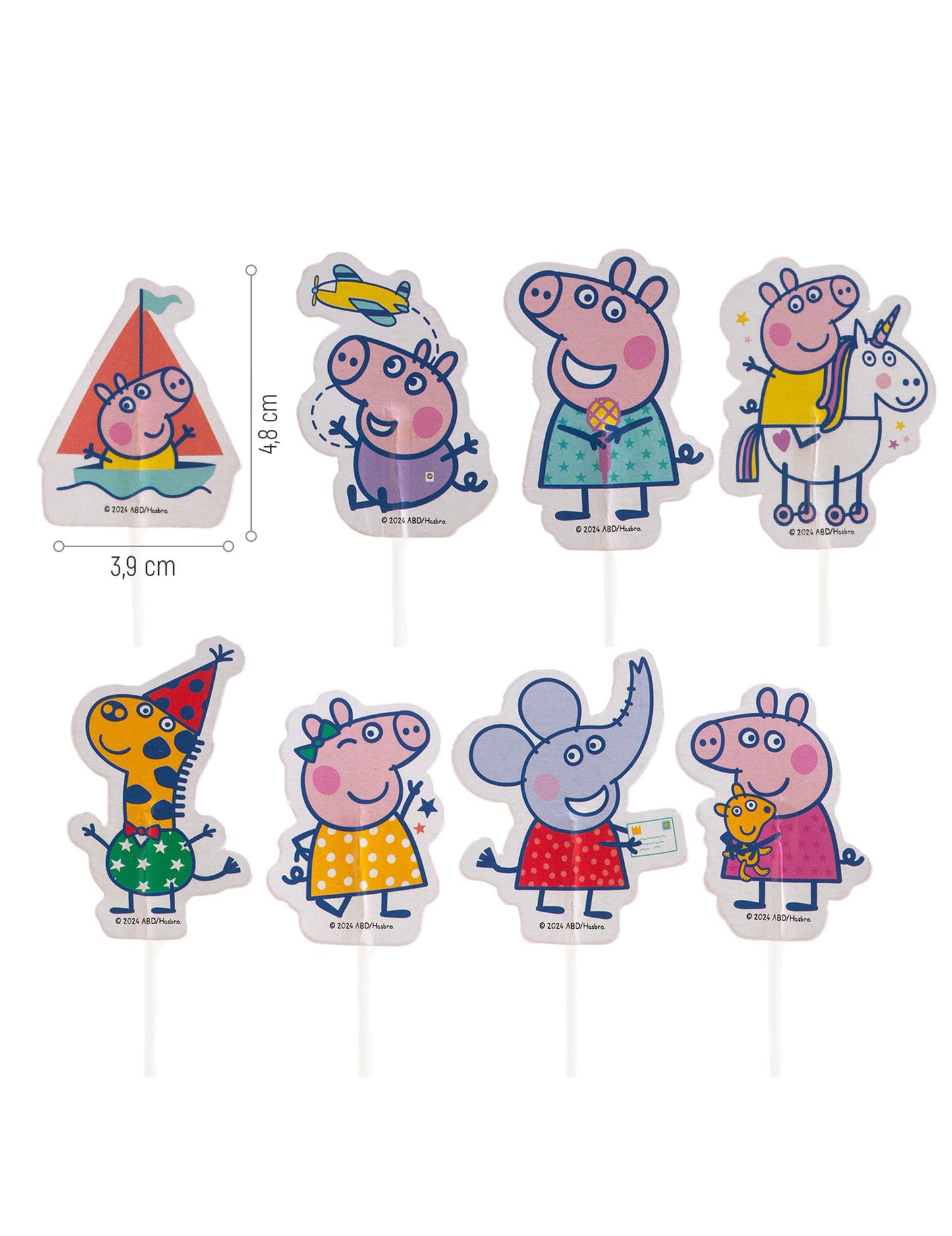 16 Cake Toppers din hârtie Peppa pig™