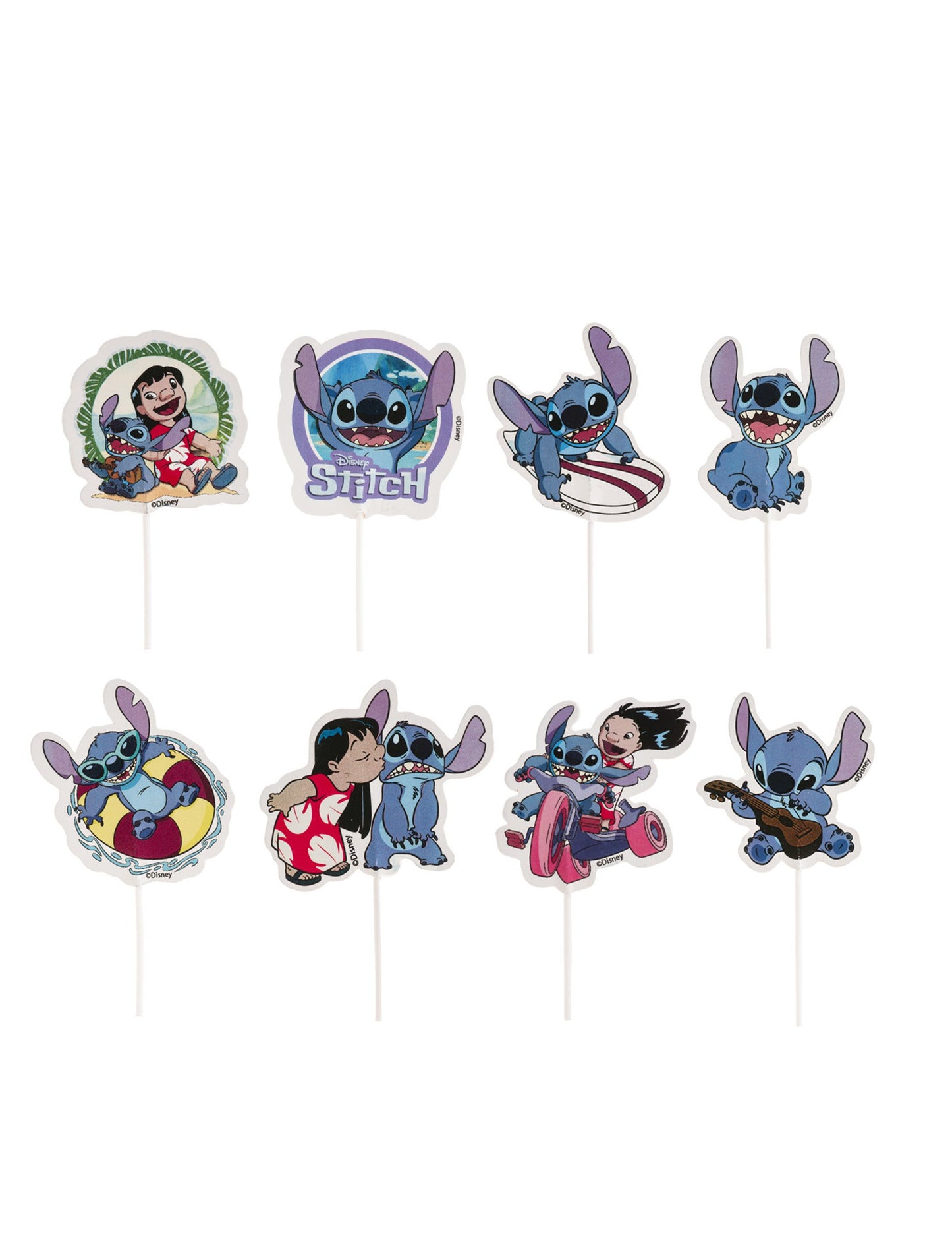16 Cake Toppers en papier Stitch
