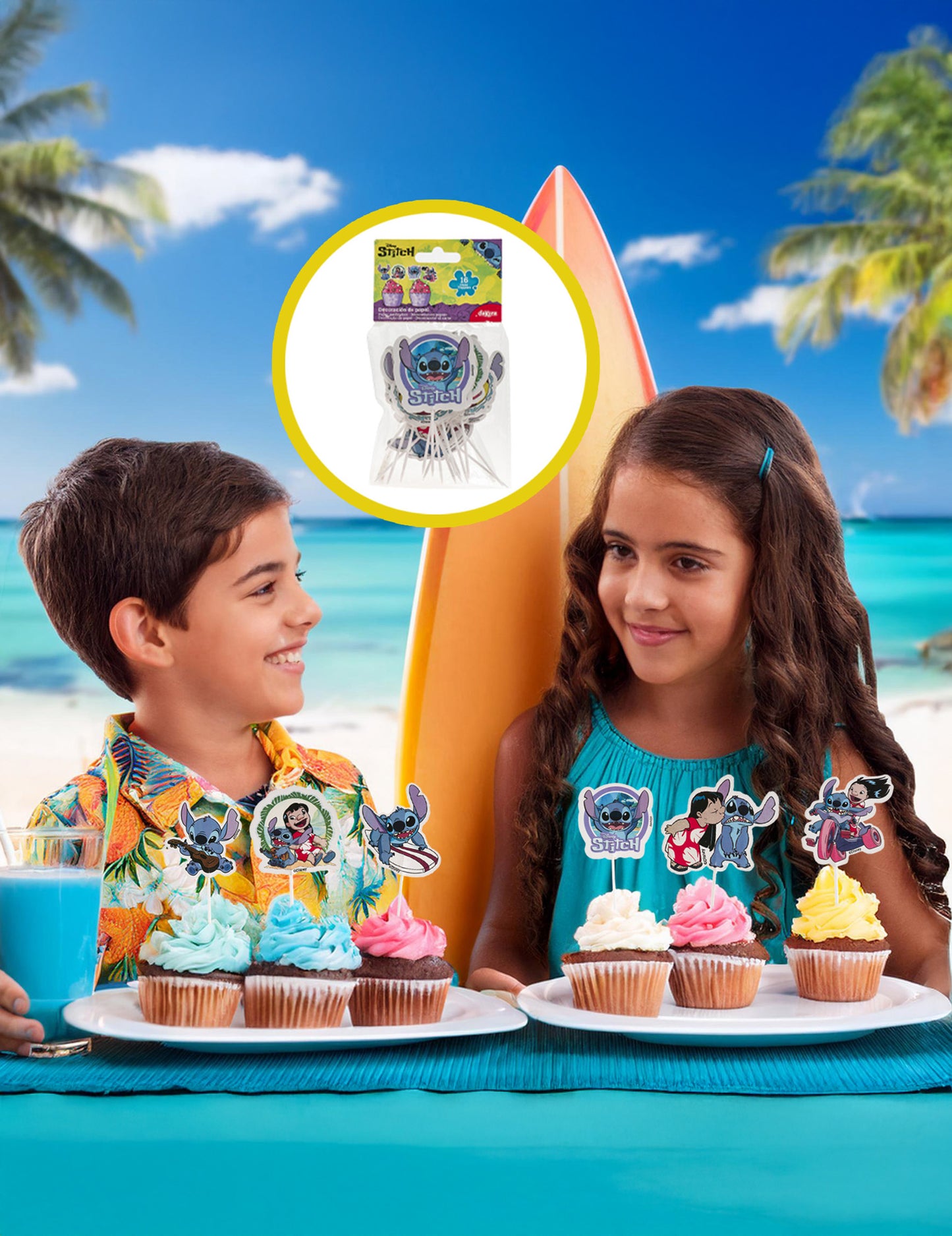 16 decoruri pentru tort din hârtie Stitch™