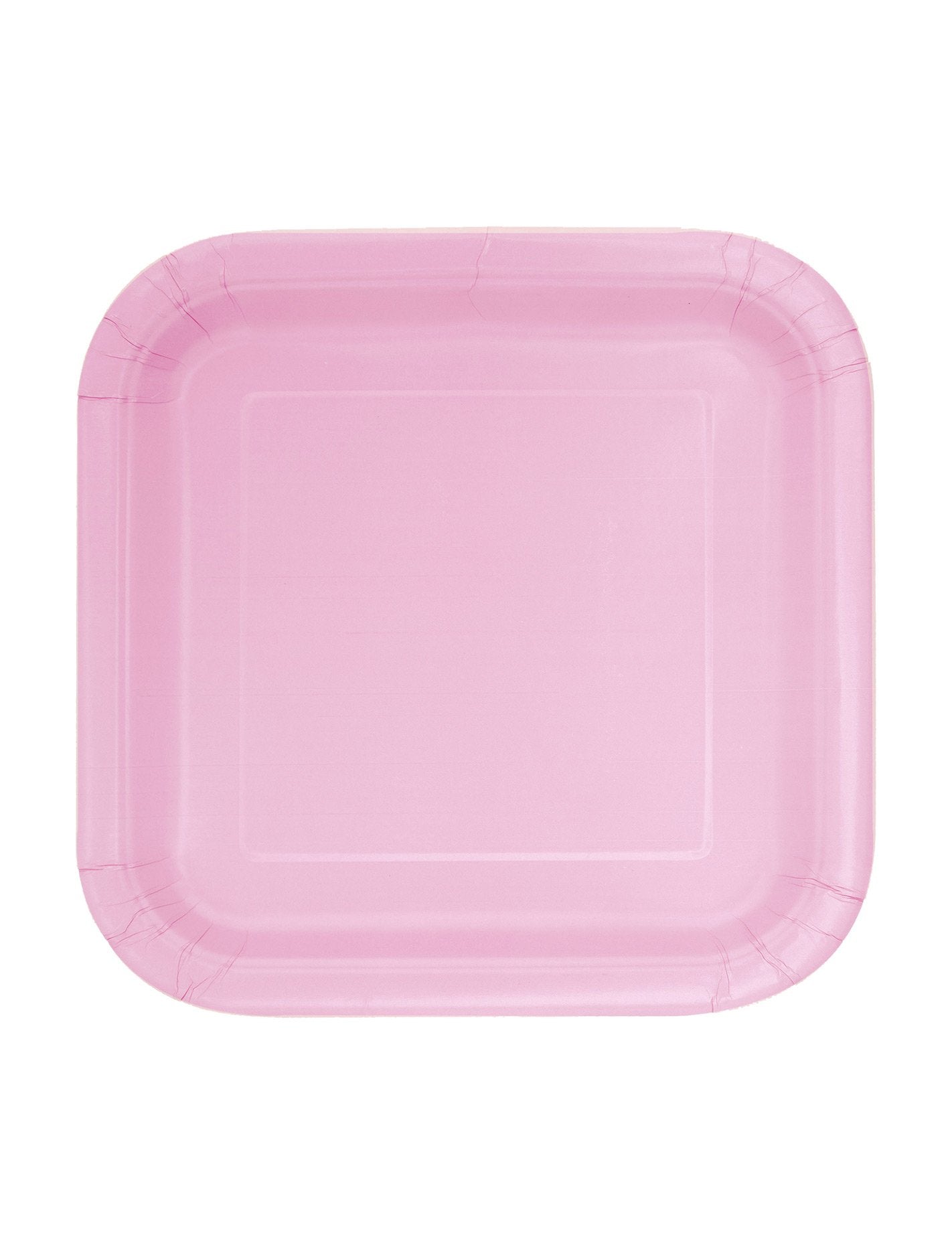 16 farfurii mici pătrate din carton roz deschis 17 cm pentru desertul de ziua de naștere
