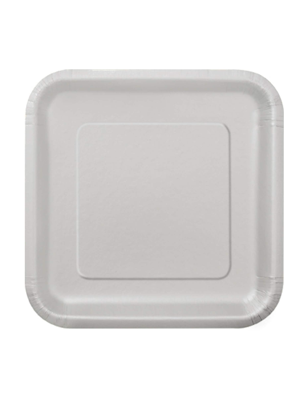 Farfurii mici din carton, argintii, de formă pătrată