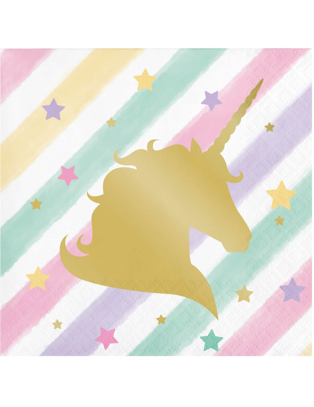 șervețele de hârtie unicorni pentru copil multicolore pastel cu siluetă aurie