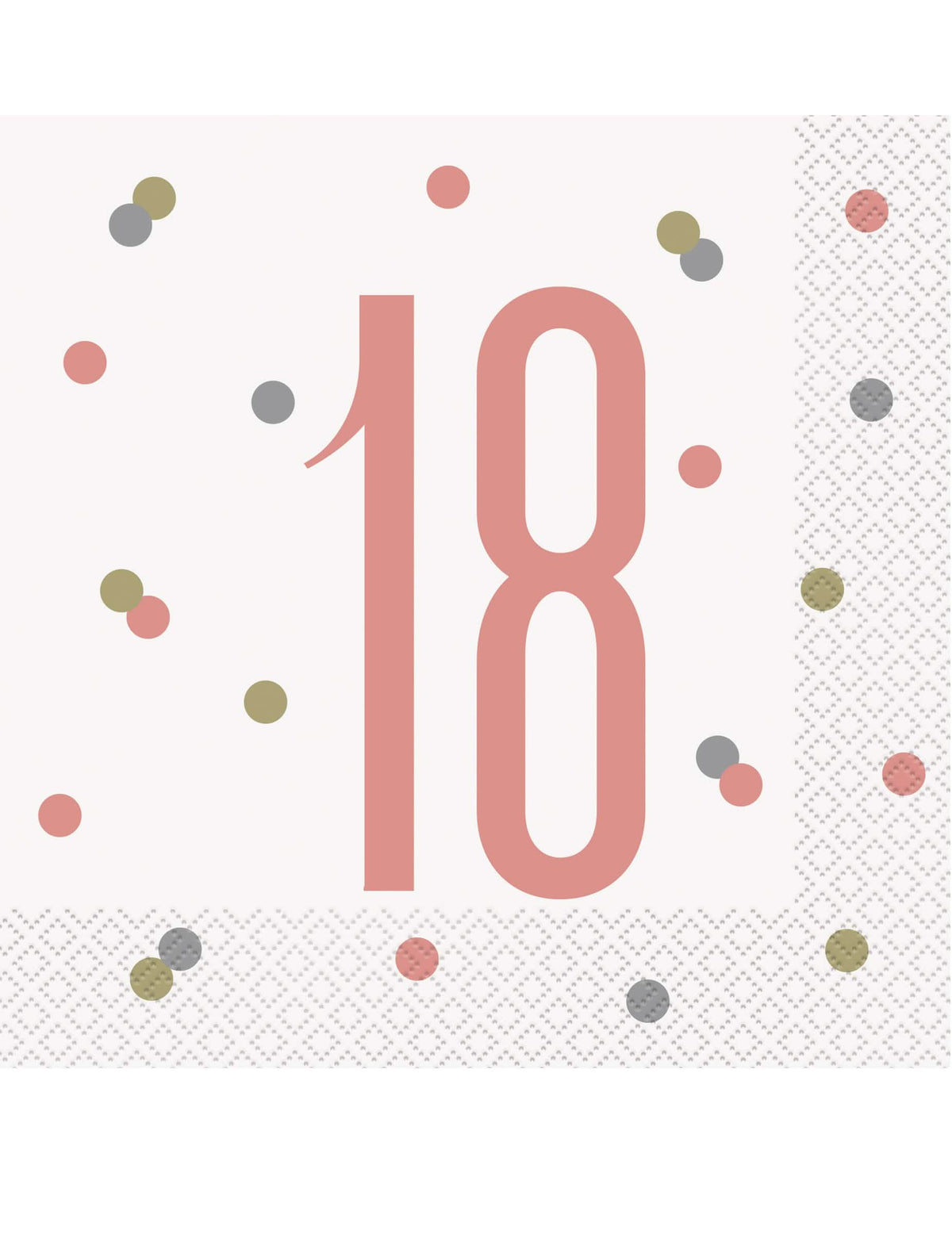 Serviettes en papier 18 ans pour anniversaire blanches et roses à pois