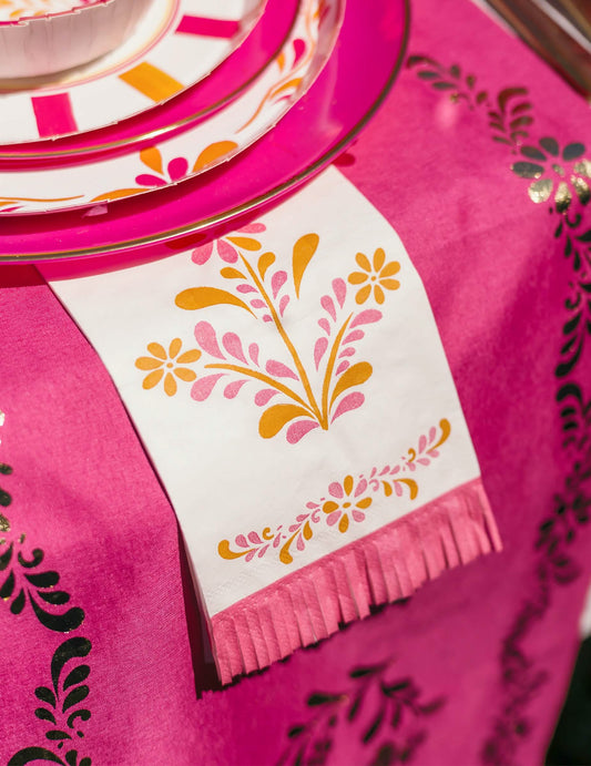 16 șervețele din hârtie cu franjuri Pink Limonade 20 x 40 cm