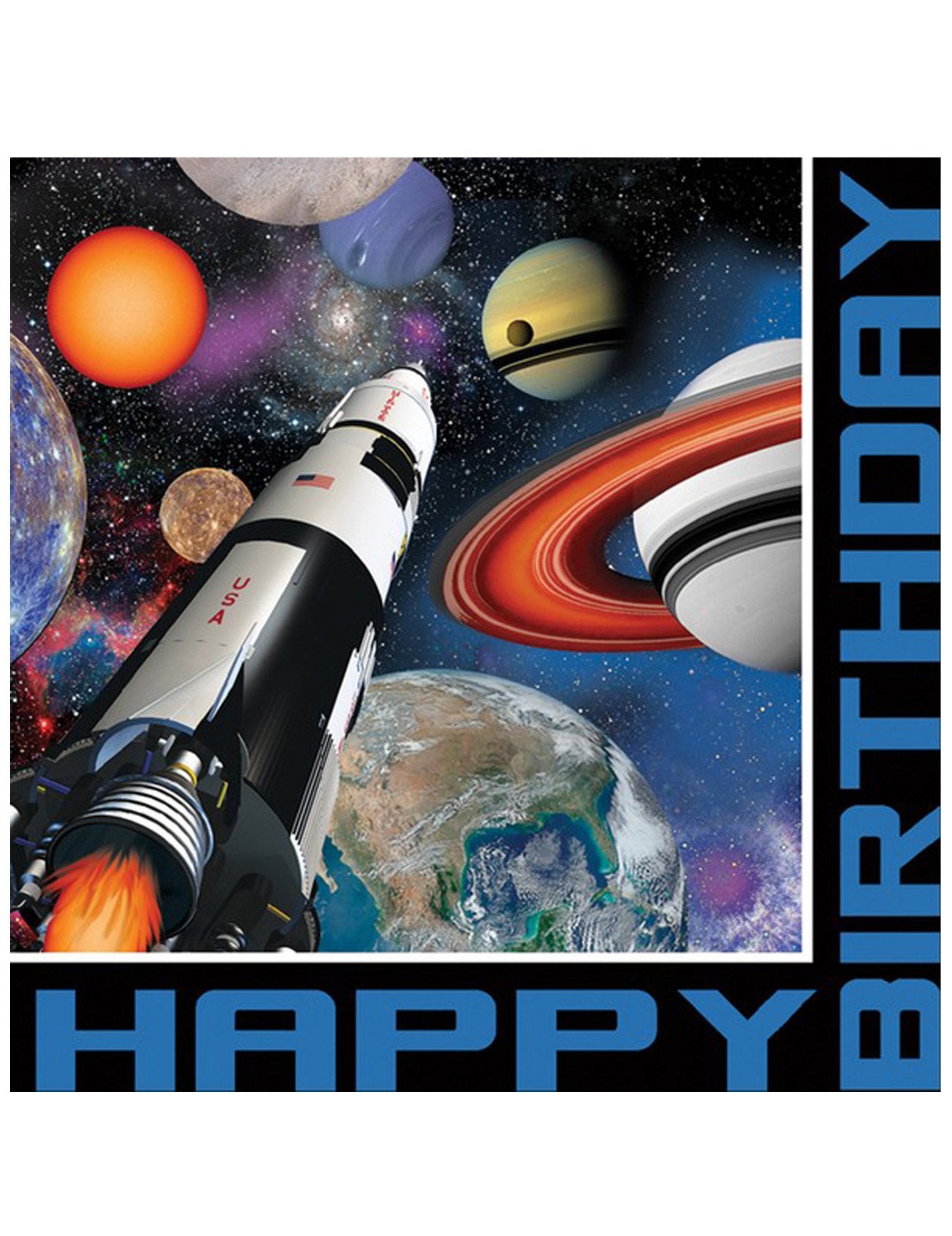 Servetele din hârtie pentru aniversare cu rachete și planete