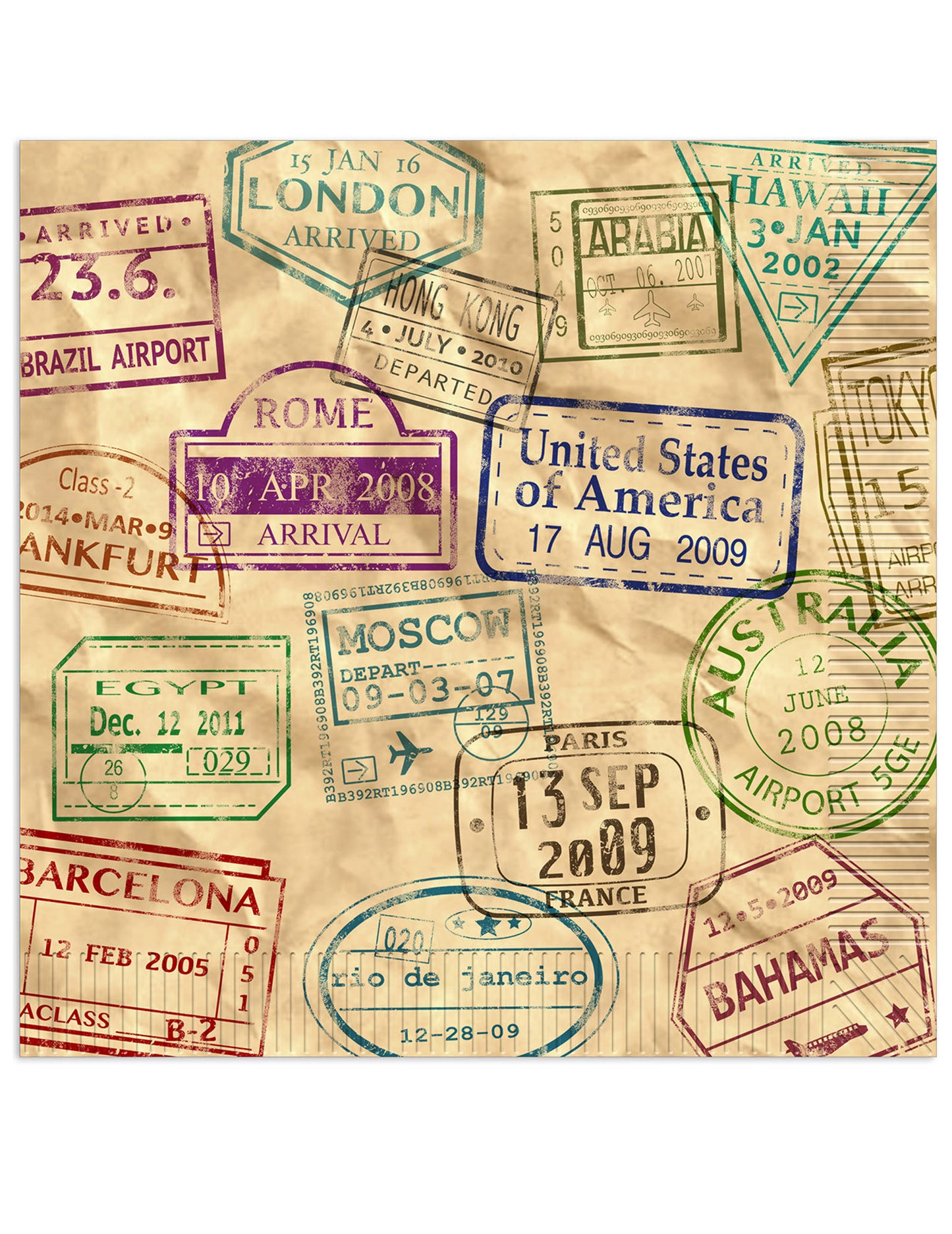 16 Tour du Monde Prosoape de hârtie 33 x 33 cm