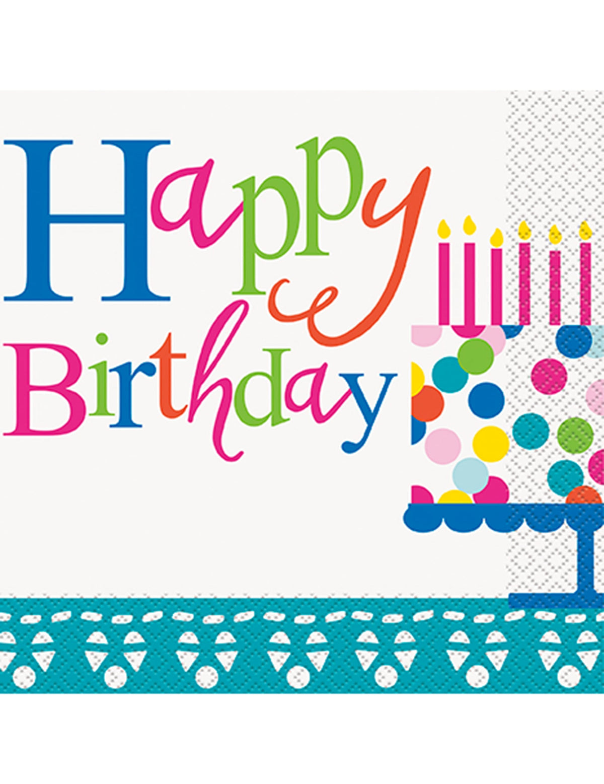 șervețele de hârtie Happy Birthday pentru petrecere turcoaz cu motiv tort