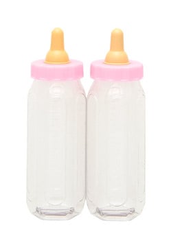 2 biberoane de plastic pentru fete, 13 x 3 cm trandafiri pentru migdale zaharite