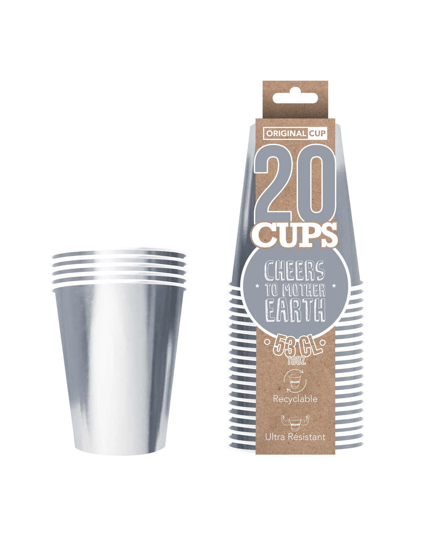 20 CUPS AMERICANĂ CARGBARD RECICLABIL Silver 53 Cl