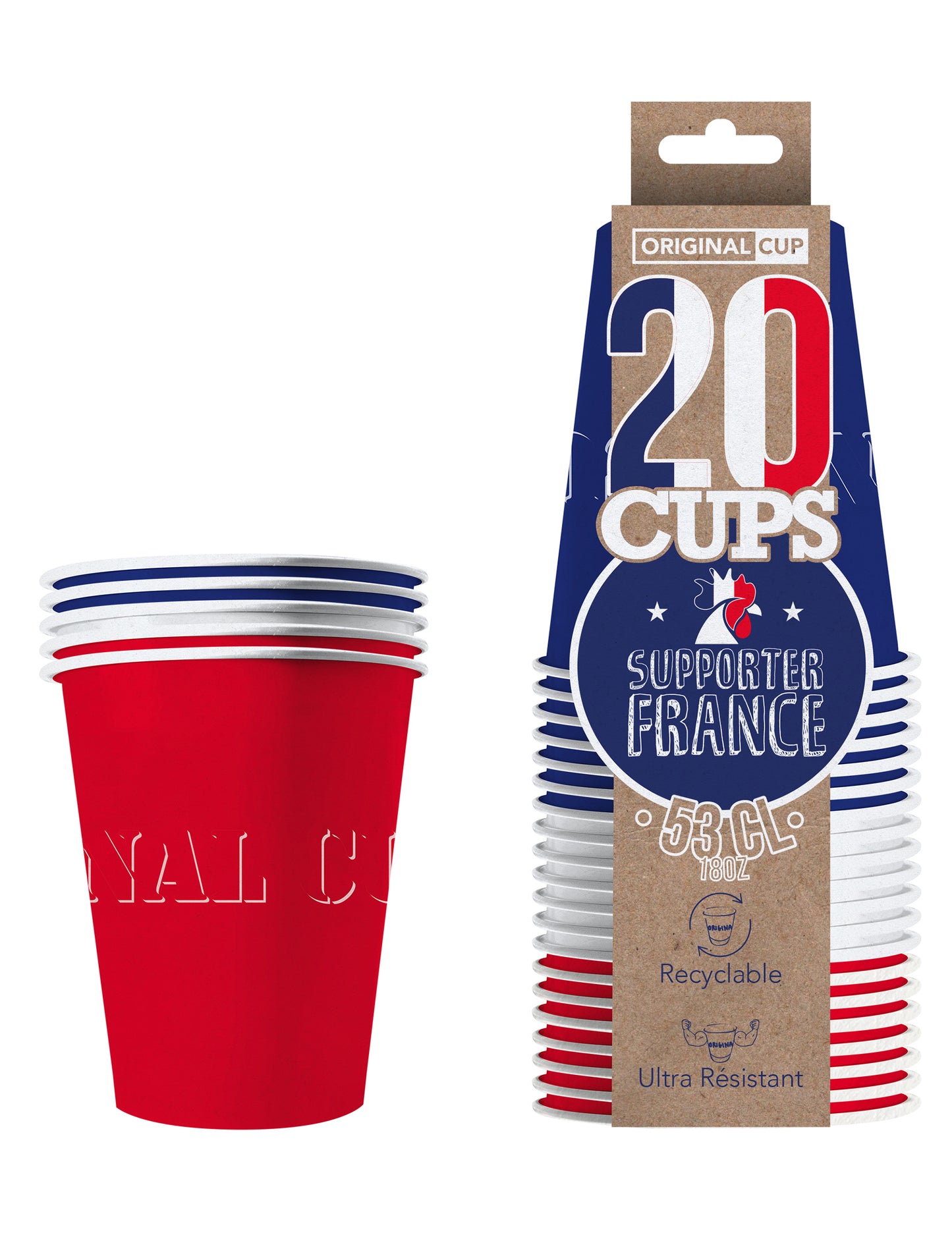 20 CUPS AMERICANĂ CARDBOOD RECICLABIL FRANCE 53 CL