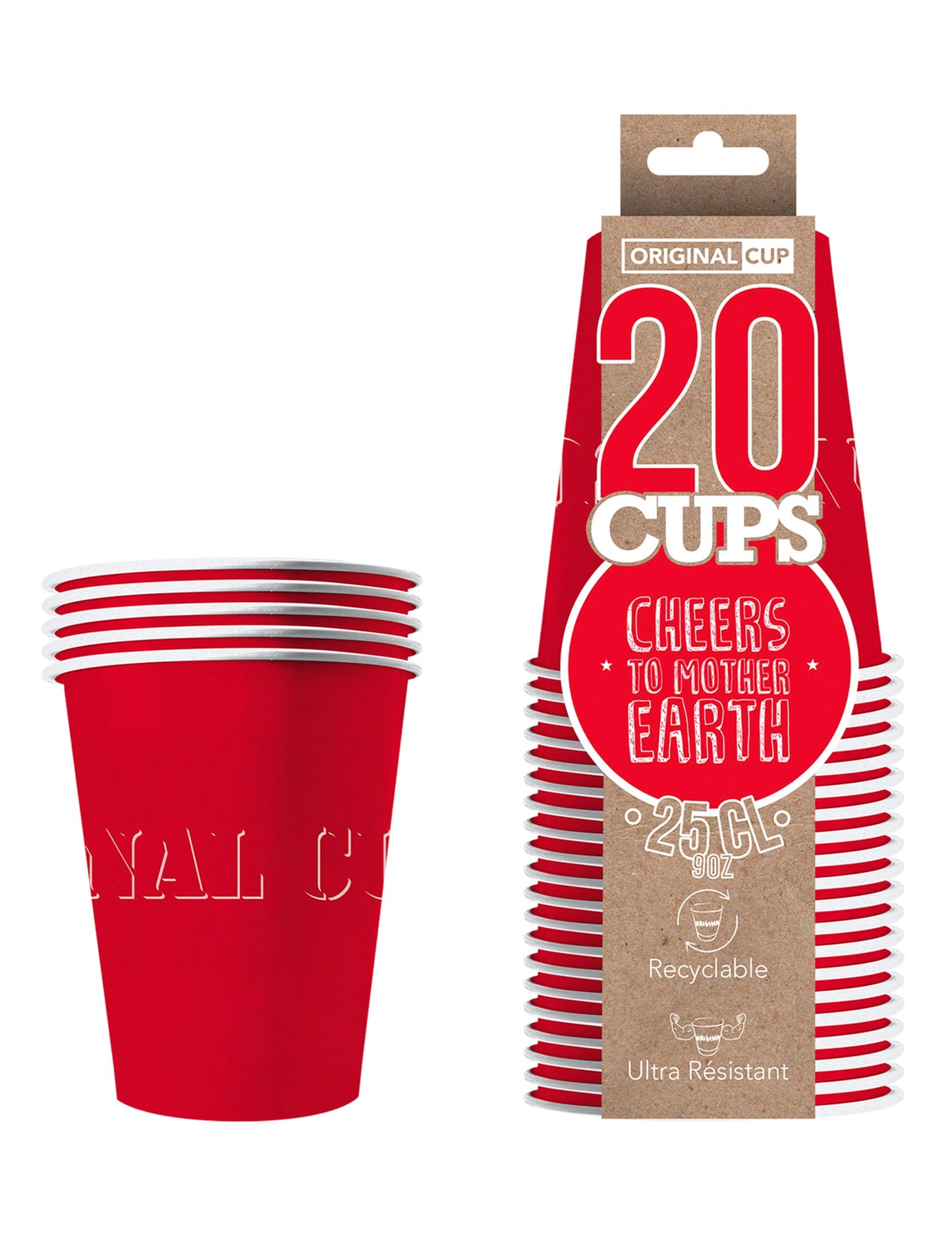 20 American Goblets Red Recyclable Cardboard 25 Cl
