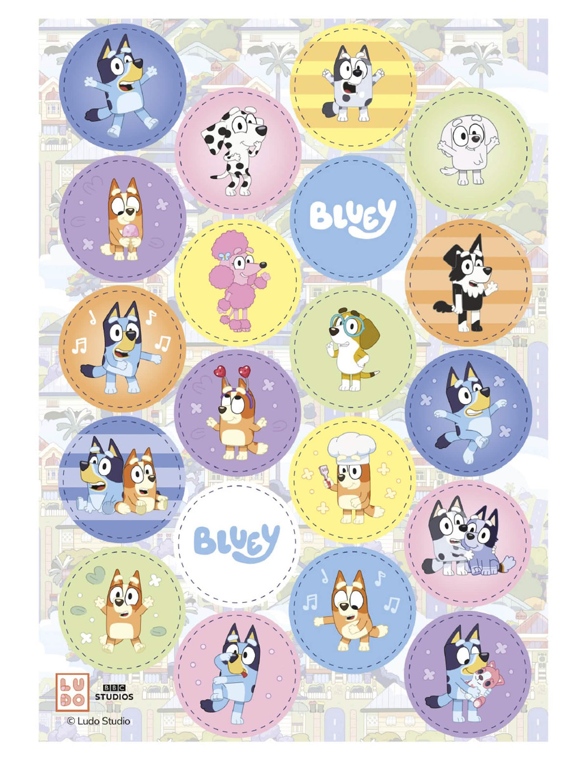 20 Mini discuri din vafă Bluey și Bingo™ 3,4 cm