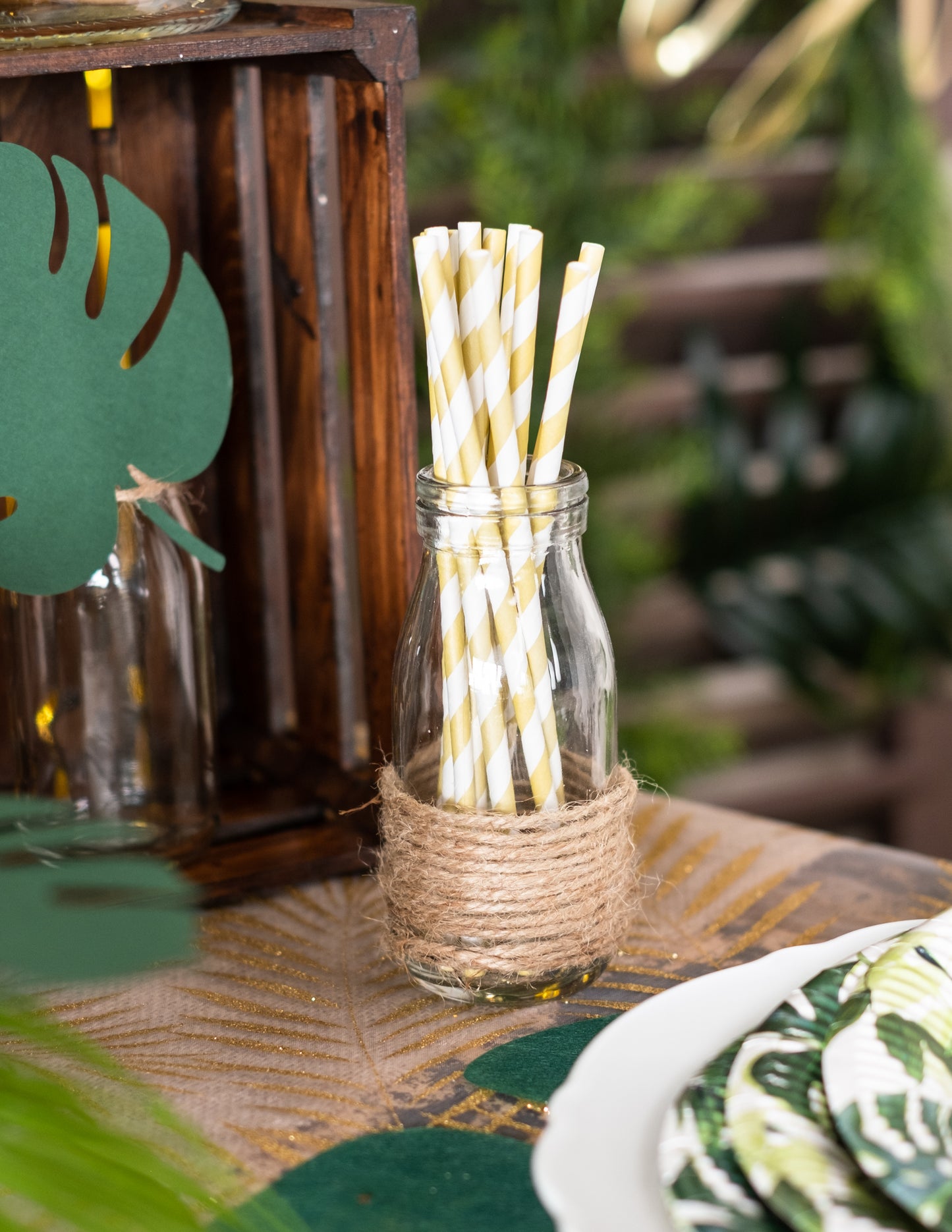 20 de paie de carton cu dungi aurite 20 cm