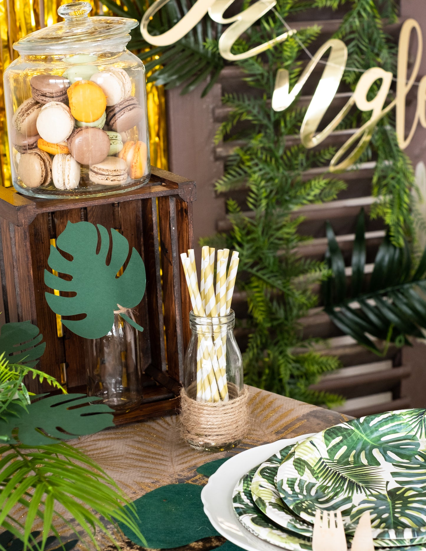 20 de paie de carton cu dungi aurite 20 cm