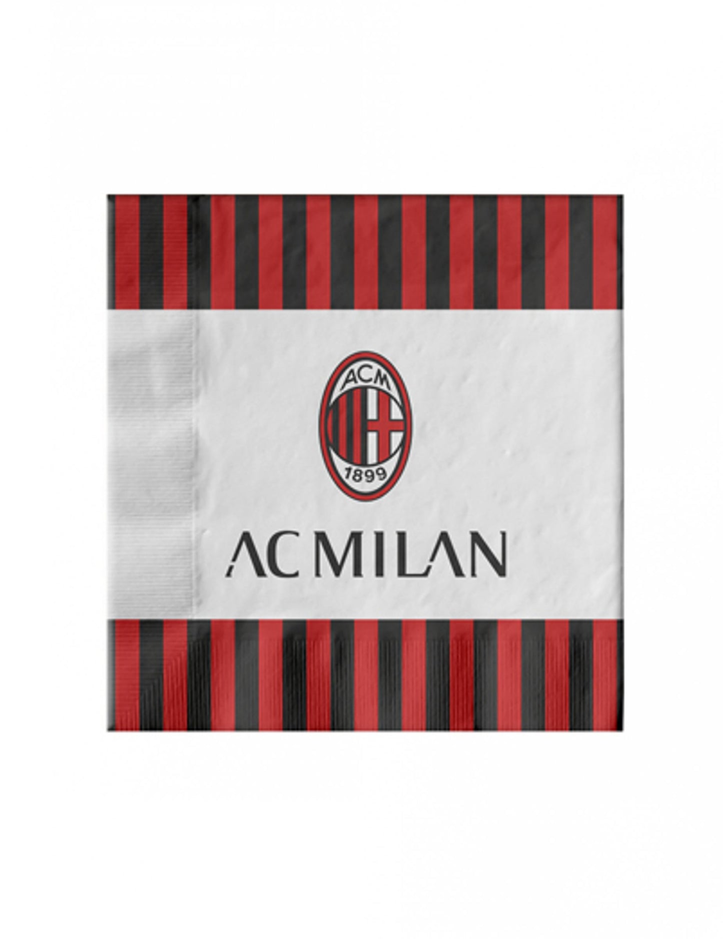 Serviettes en papier AC Milan rouge et noir à rayures avec logo