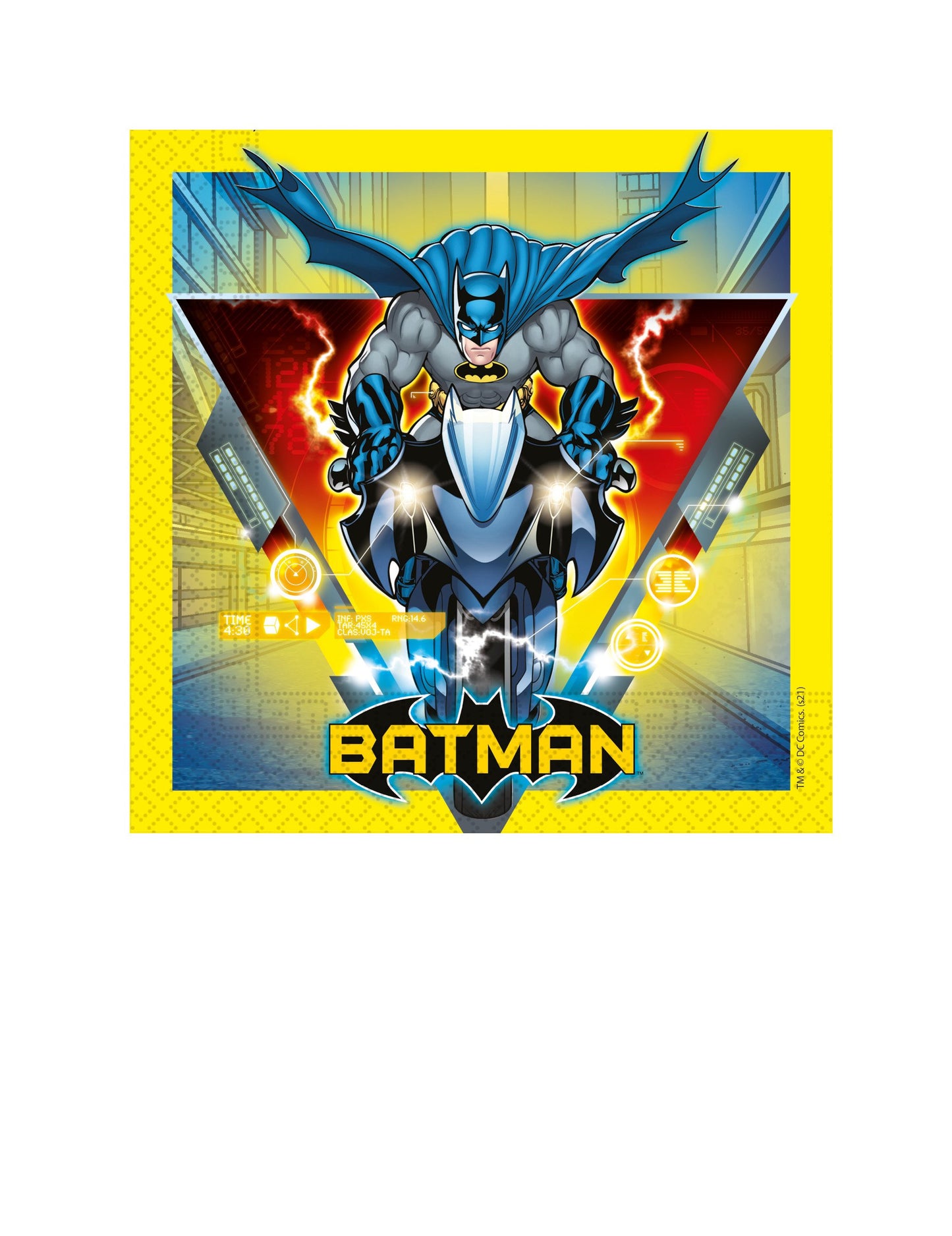 20 prosoape de hârtie galbene Batman 33 x 33 cm