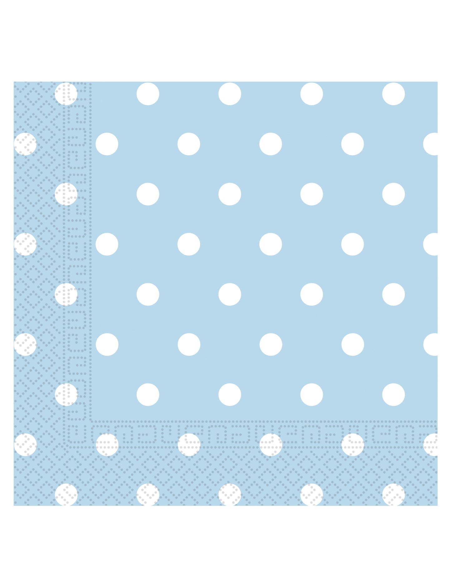 20 șervețele de hârtie albastru deschis cu buline albe, 33 x 33 cm