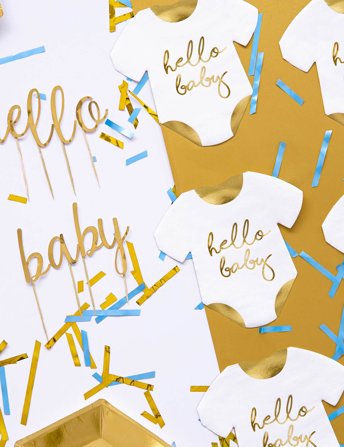 Amenajare cu confetti a șervețelelor de hârtie body Hello Baby