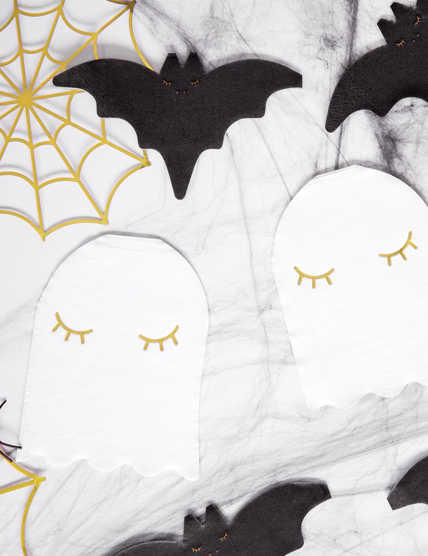 20 șervețele de hârtie fantomă albe și aurii 11 x 14 cm pentru Halloween