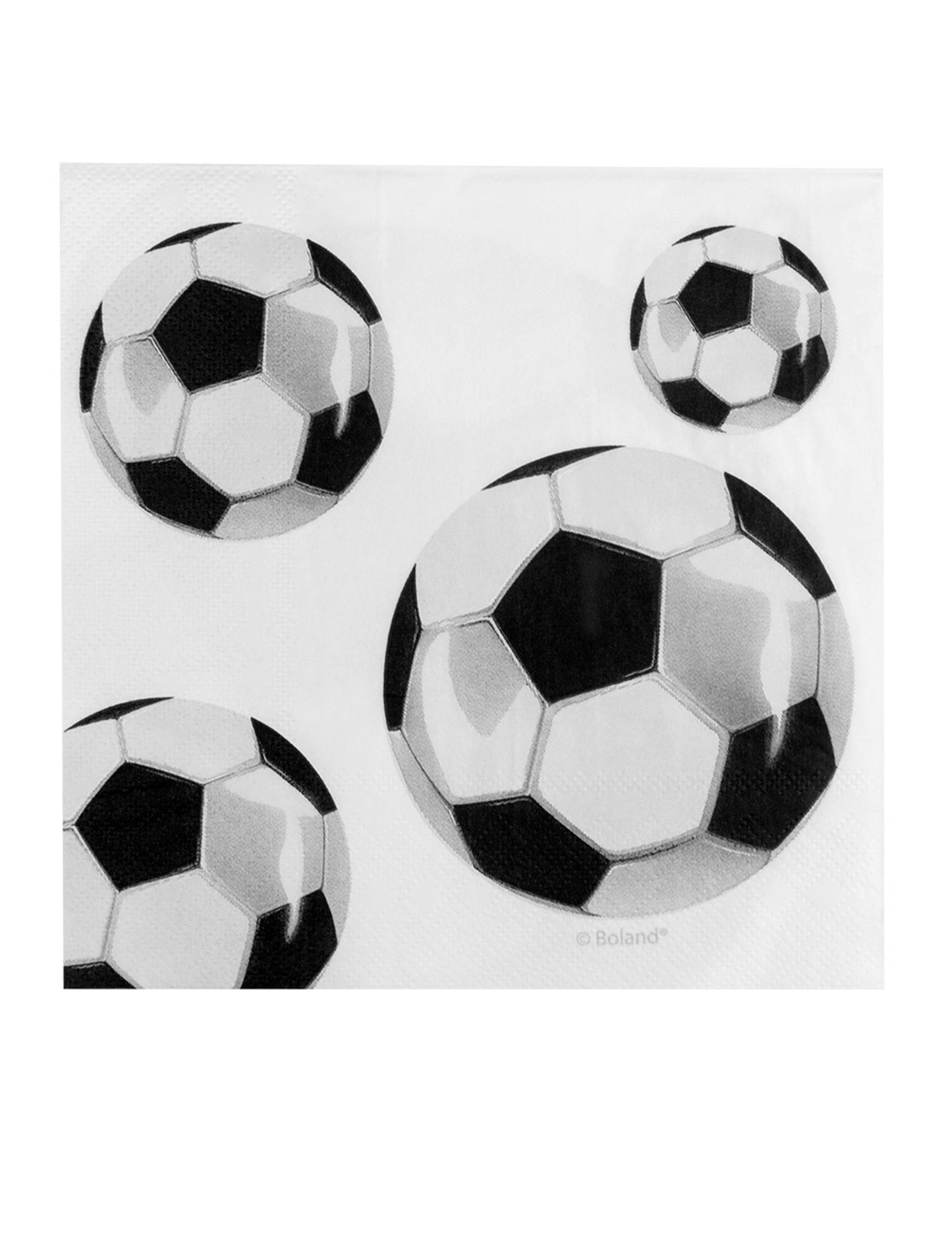 Vue à plat du motif de ballons des serviettes en papier Foot party