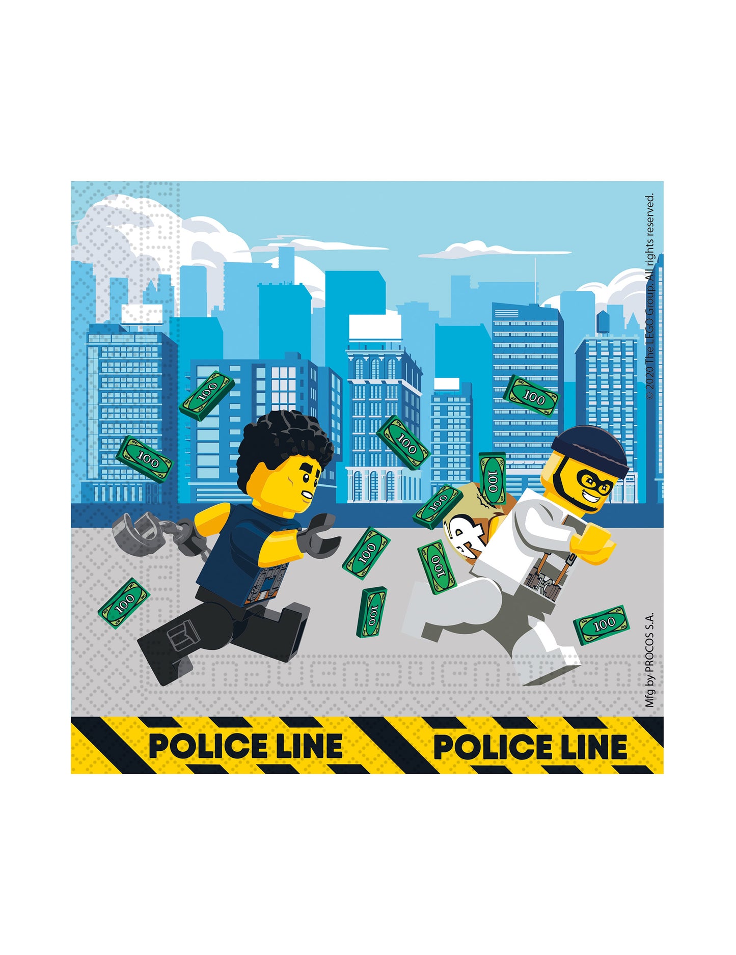 20 prosoape de hârtie Lego City 33 x 33 cm