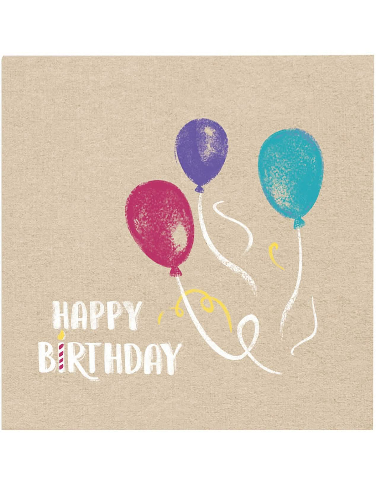 șervețele de hârtie Happy Birthday pentru aniversare kraft și albastre cu baloane colorate
