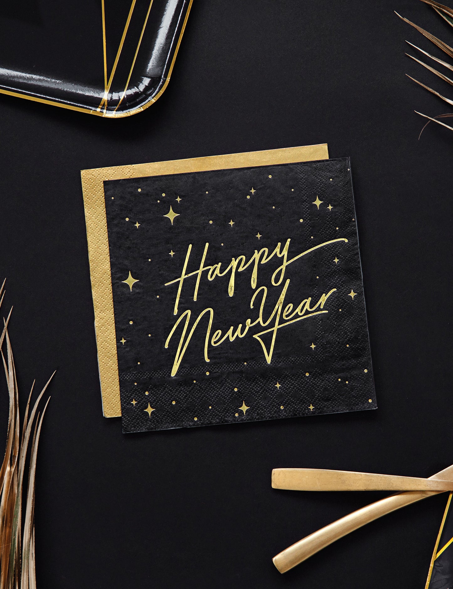 20 Anul Nou fericit și prosoape de hârtie de aur 33 x 33 cm