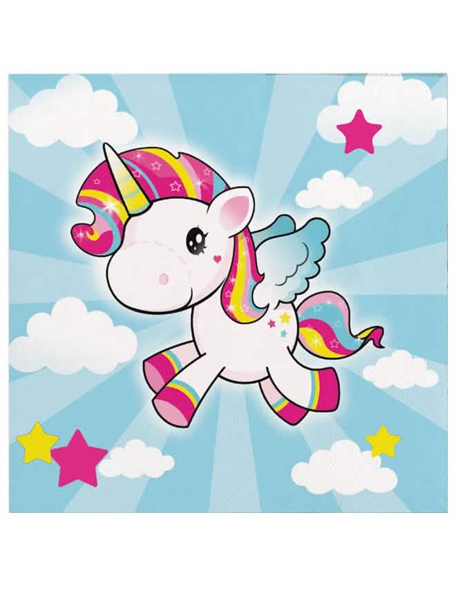 șervețele de hârtie unicorni pentru copil albastru deschis cu nori și stele