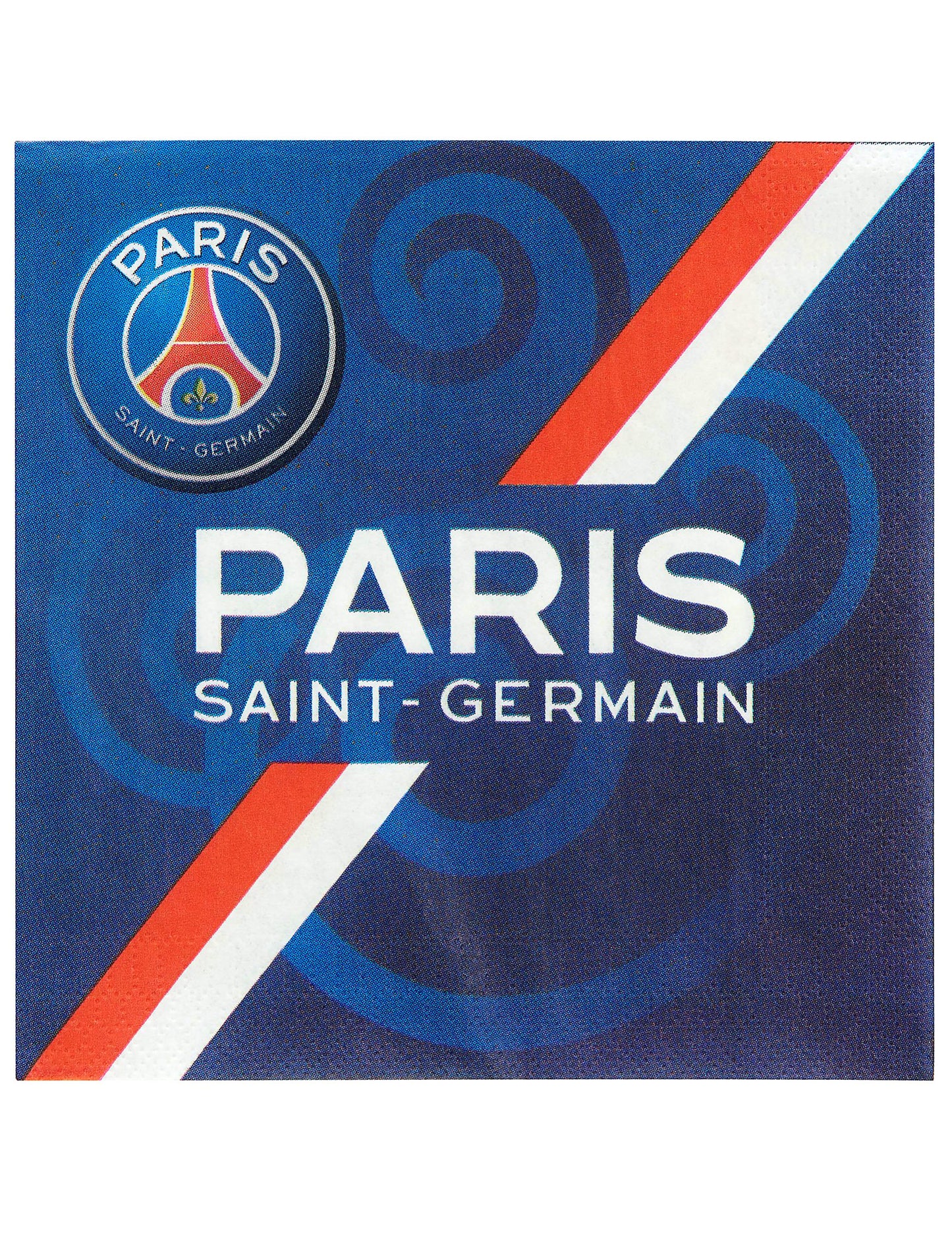 Serviettes en papier PSG pour fête bleues et rouges